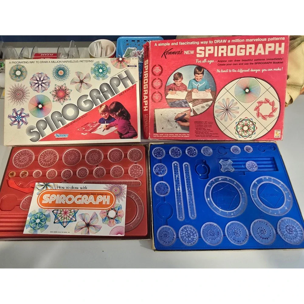 Lot of 2 Vintage Kenner Spirograph Sets No 401 1967 and No 14210 1980